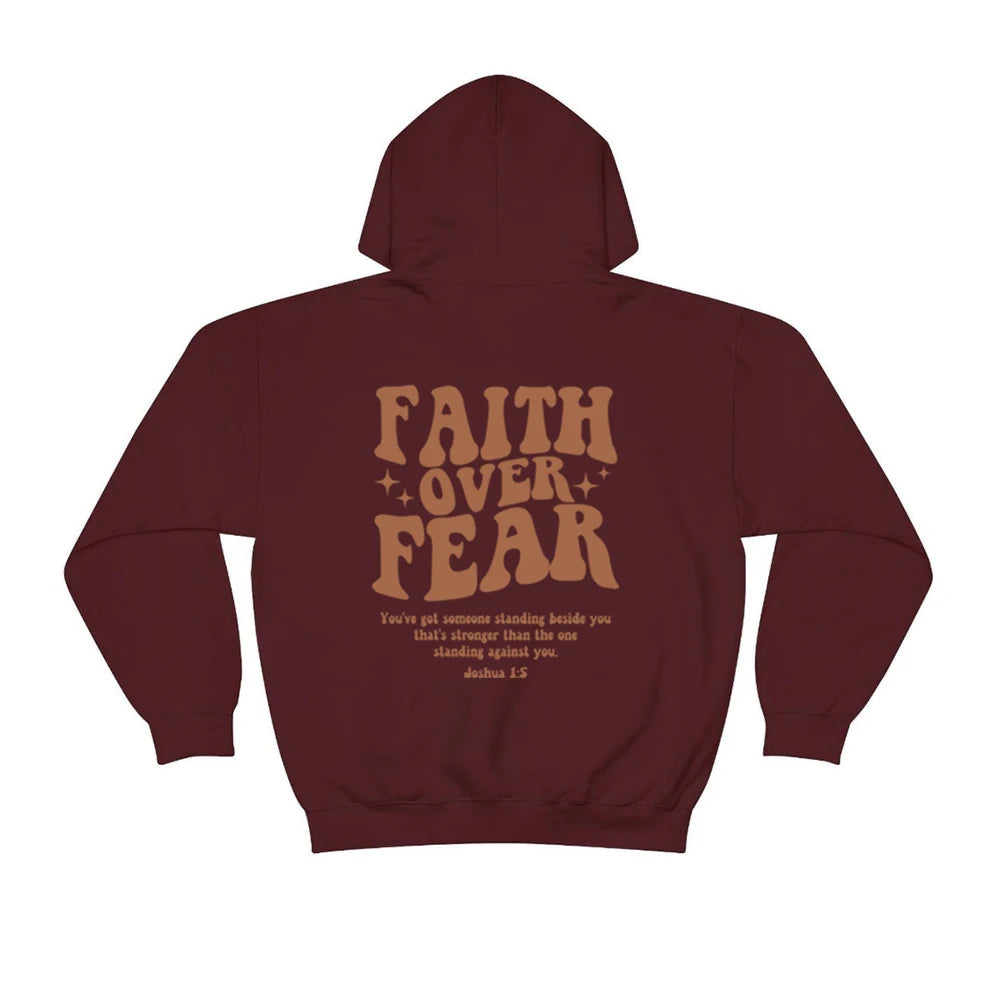 "Faith Over Fear Christian Hoodie – Stylish & Cozy Religious Sweatshirt for Women"