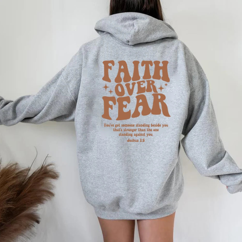 "Faith Over Fear Christian Hoodie – Stylish & Cozy Religious Sweatshirt for Women"