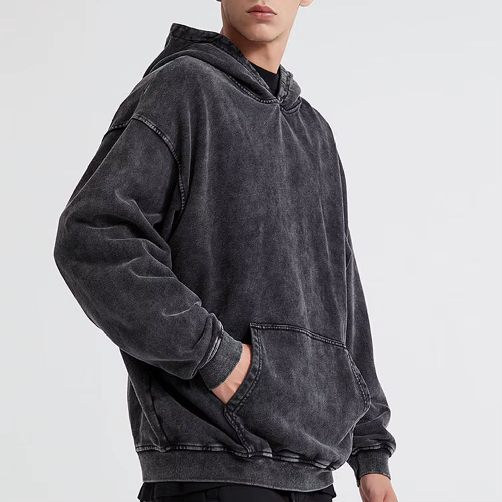 Vintage Washed Oversized Hoodie – Unisex Streetwear with Big Pocket & Thick Fabric