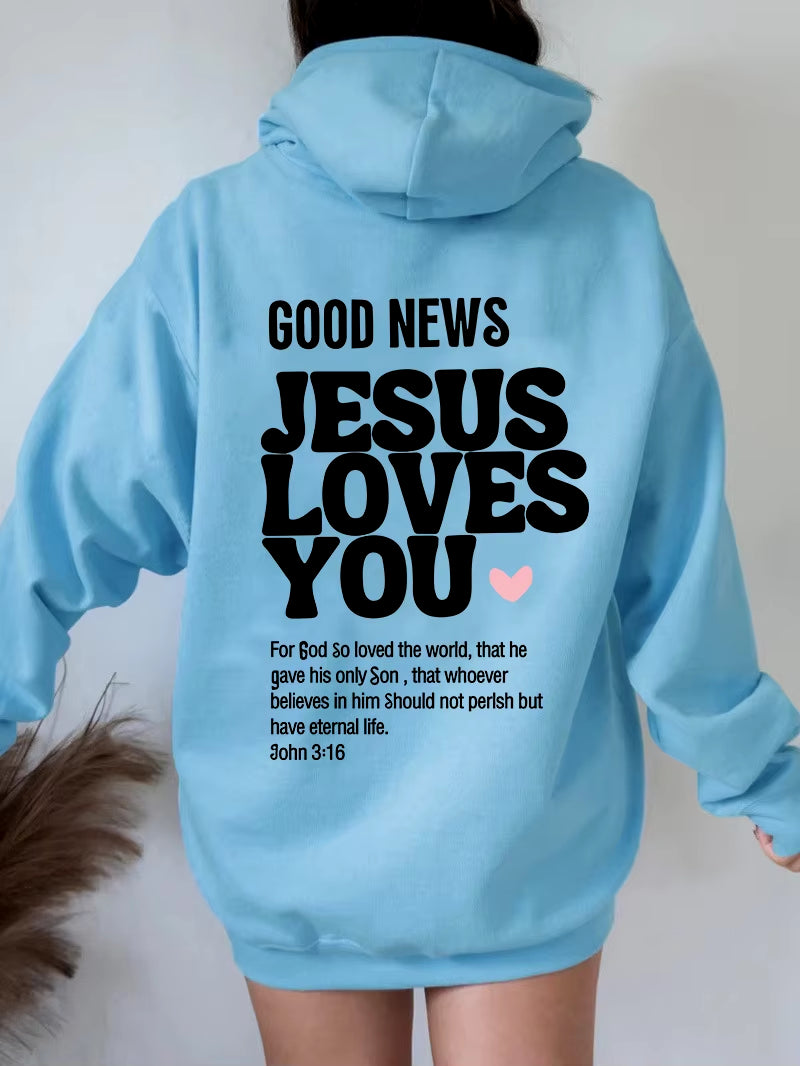 Good News: Jesus Loves You – Trendy Unisex Christian Hoodie & Sweatshirt with Bible Verse