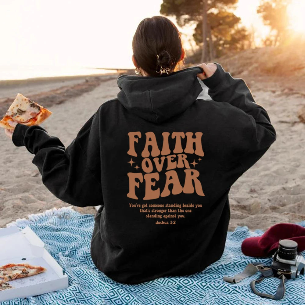 "Faith Over Fear Christian Hoodie – Stylish & Cozy Religious Sweatshirt for Women"