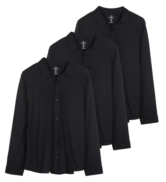 3-Pack: Men'S Classic Style Casual Long Sleeve Button down Collared Shirt (Available in Big & Tall)