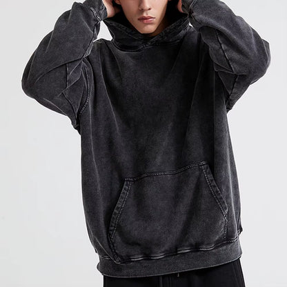 Vintage Washed Oversized Hoodie – Unisex Streetwear with Big Pocket & Thick Fabric