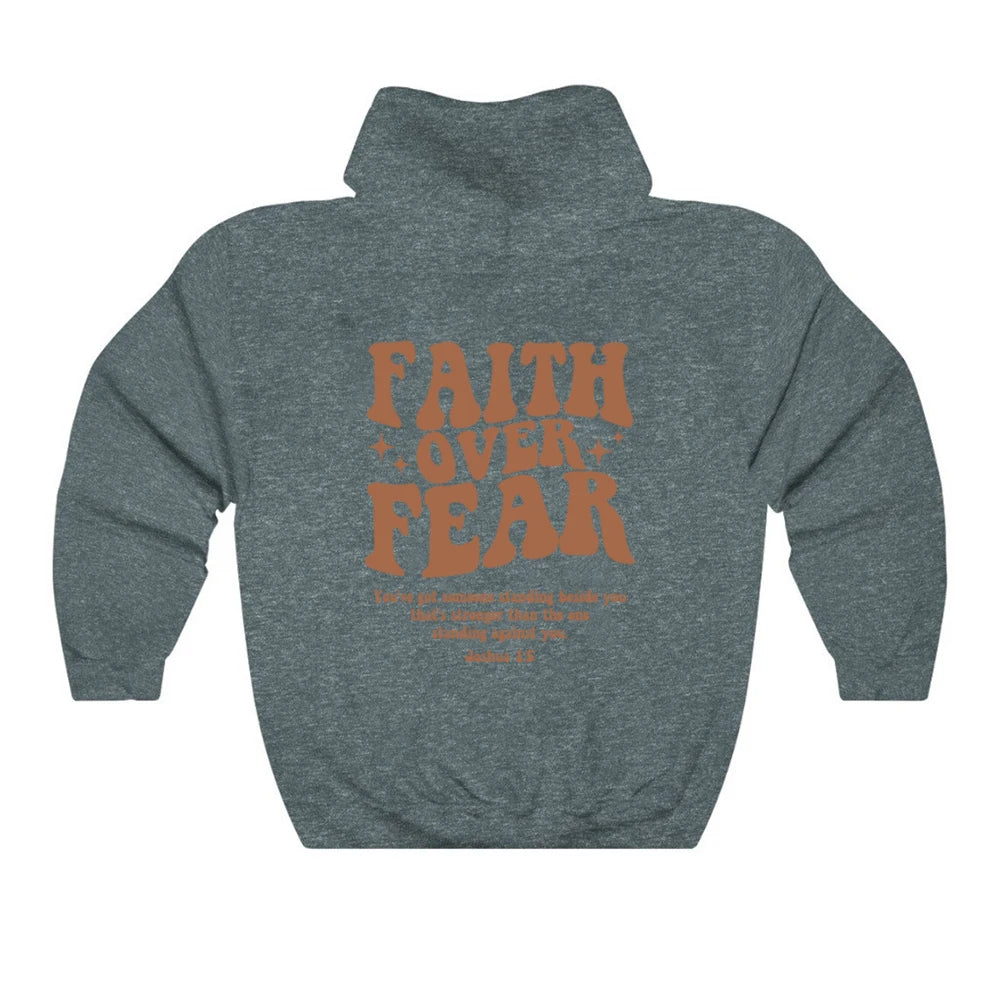 "Faith Over Fear Christian Hoodie – Stylish & Cozy Religious Sweatshirt for Women"