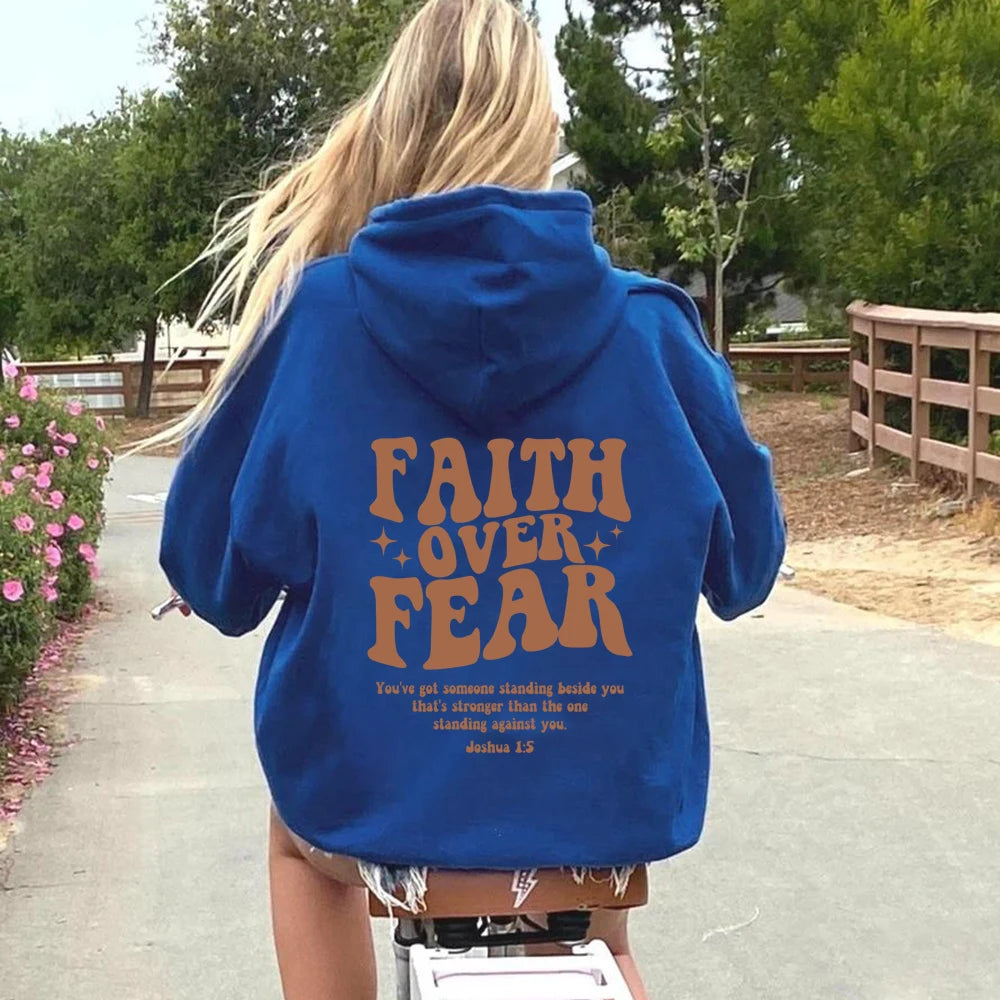 "Faith Over Fear Christian Hoodie – Stylish & Cozy Religious Sweatshirt for Women"