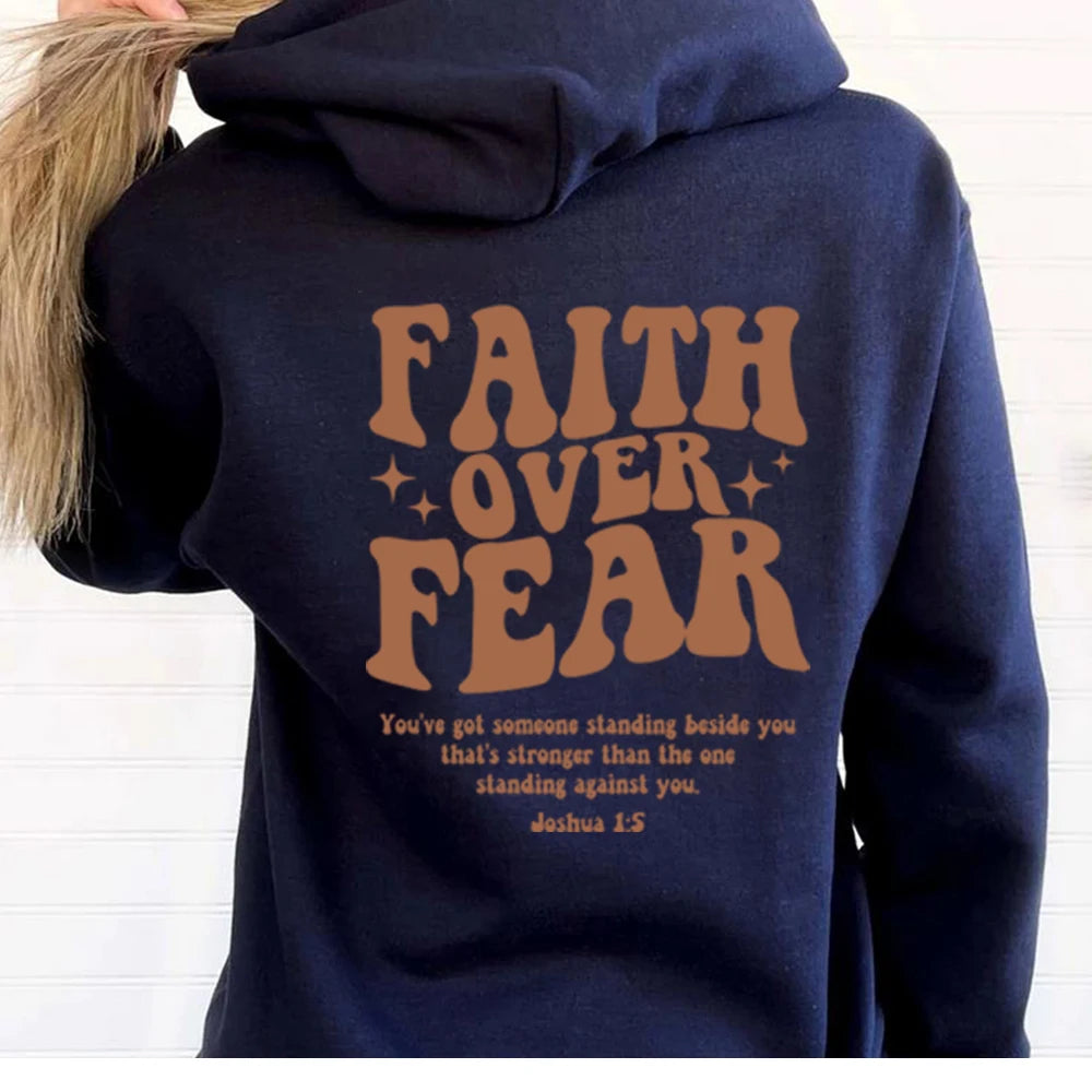 "Faith Over Fear Christian Hoodie – Stylish & Cozy Religious Sweatshirt for Women"