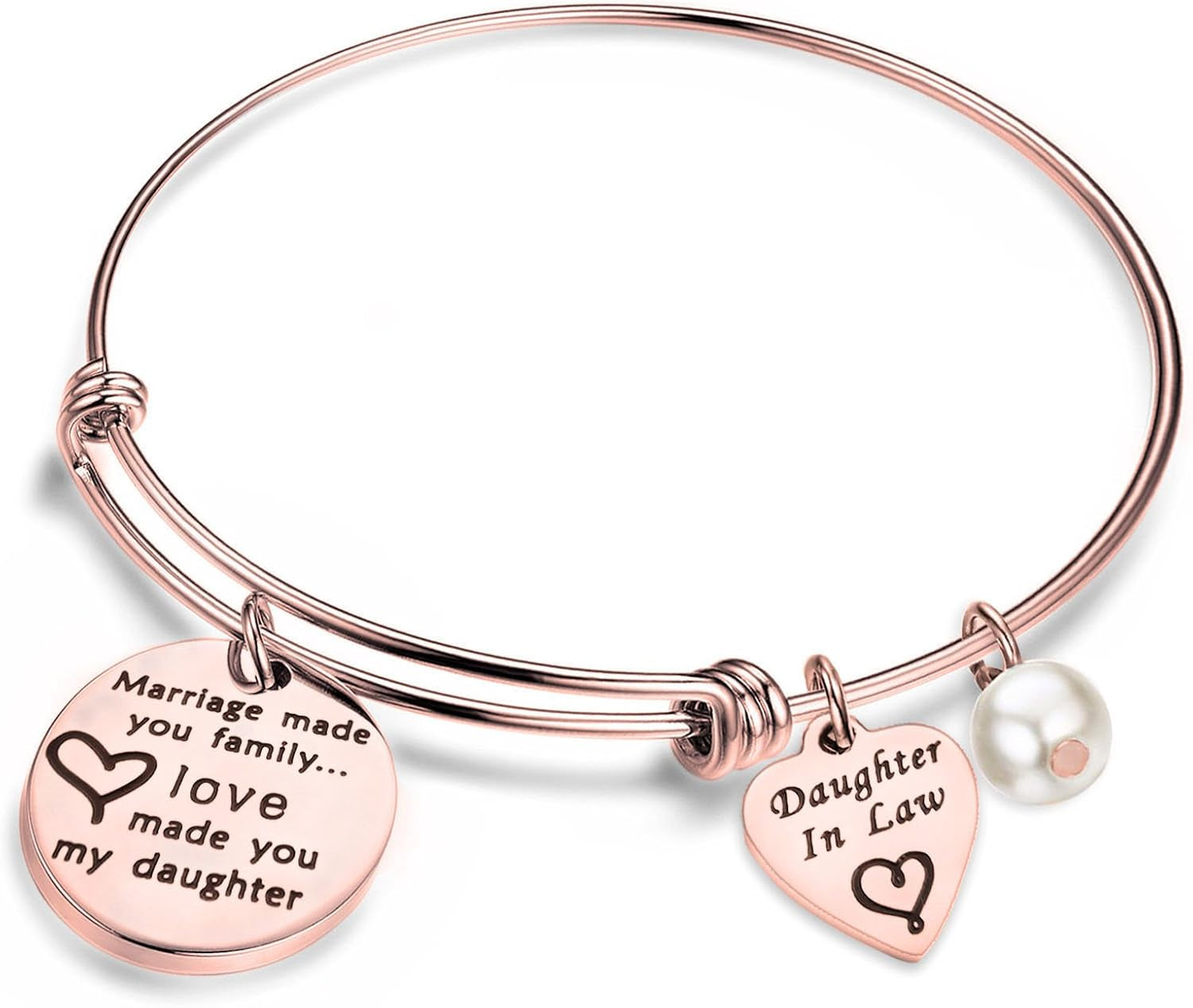 Daughter-in-Law Gift – Adjustable Bangle Bracelet or Keychain Charm